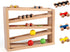 Qilay Wooden Race Track Car Ramp Racer Toy for Toddlers, 5 Level Race Car Ramp Set with 4 Wood Cars and 3 Balls, Great