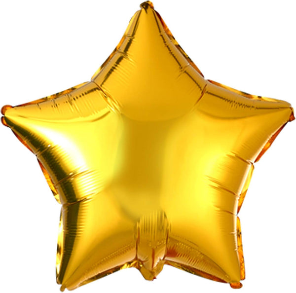 18" Gold Star Shaped Foil Balloons, Mylar Helium Balloons for Birthday Party Decorations, Pack of 20