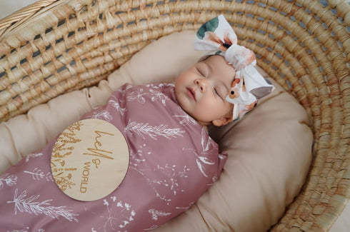 Little Jump Stretchy Jersey Knit Swaddle Blankets, Premium Cotton Floral Baby Quilt for Girls