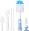 Baby Bottle Brush Set, 10.2" Cleaning Brush & 6.5" Sponge Brush, Nipple Cleaner, 5 Pack with Replacement Head, Blue