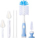 Baby Bottle Brush Set, 10.2" Cleaning Brush & 6.5" Sponge Brush, Nipple Cleaner, 5 Pack with Replacement Head, Blue
