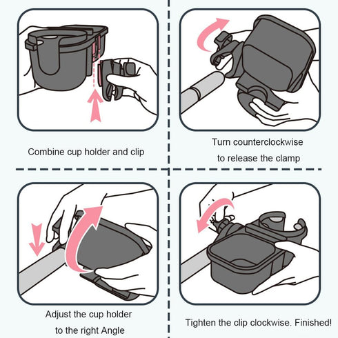 3 in 1 Universal Stroller Snack Tray with Cup Holder, Multifunctional Attachment for Bumper Bar (Black)