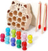 Toddler Montessori Toy Wooden Fishing Game for Kids 1-3 Years Old, Educational Hand Eye Coordination Skill Activity for