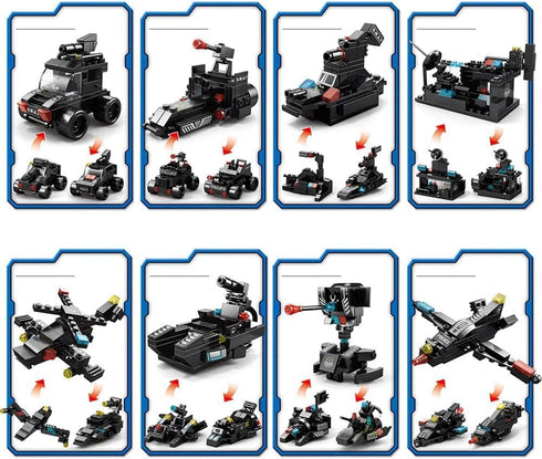 Building Block Robot 27 in 1 SWAT Police Command Truck Kit, 585 PCS Educational Toys for Kids Age 6-12