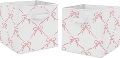 Sweet Jojo Designs Set of 2 Collapsible Fabric Storage Cubes (Pink Bows)