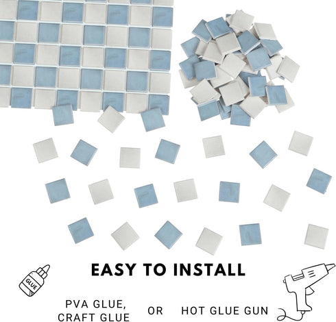 REDUCIO! 150 1:12 pcs, Dollhouse Flooring, Scale Doll House Tiles, Miniature Checkerboard Floor, (Blue and Soft Grey)