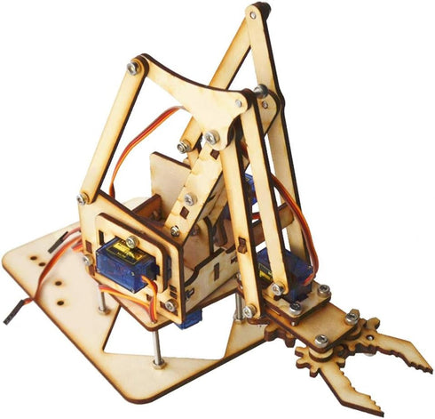 FTVOGUE Robot Arm Kit, 4 DOF DIY Wood Robot Arm SG90 Servo for Raspberry Pi SNAM1500