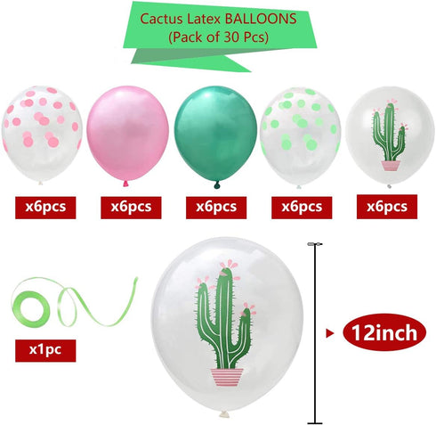 30PCS Cactus Party Balloons - Hawaiian Luau Tropical Birthday Decorations for Summer Theme Party