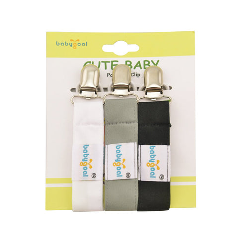 3 Pack MP01 babygoal Baby White Black Pacifier Clips, Pacifier Holder Clips for Boys and Girls Fits for Most Pacifiers