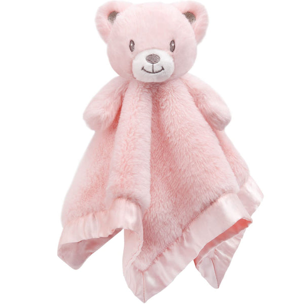 Bear Baby Security Blanket, Soft Fluffy Lovey for Girls, Cuddly Bear Stuffed Gift for Newborn Infants, Pink 13.5 Inch