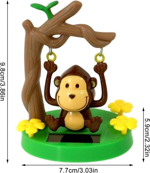 Cute Solar Monkey Swinging Animated Bobble Dancer Toy - Kawaii Solar Powered Dancing Monkey for Car Decor