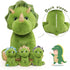Muiteiur Giant Triceratops Stuffed Animal with 3 Baby Dinosaurs - Green Plush Toy Gift for Kids, 24.5 inch