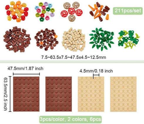 General Jim's Bright Colorful Vegetable Garden Plot Building Block Toy Playset 165 Pc 6 Section Modular Building Block Vegetable Garden Plot Set for Teens and Adults