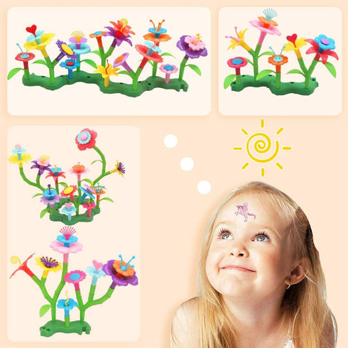 3 4 5 6 Set Playset, 3+ VERTOY Gifts for Year Old Girls, Flower Garden Building Toys for Toddlers, STEM Preschool