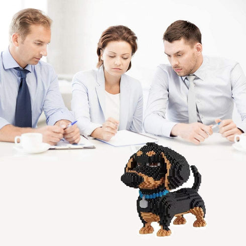 Mini Dog Building Blocks Pet Toy Bricks - Micro Mini 3D Puzzle Building Blocks Set for Kids or Adults (Black Dog