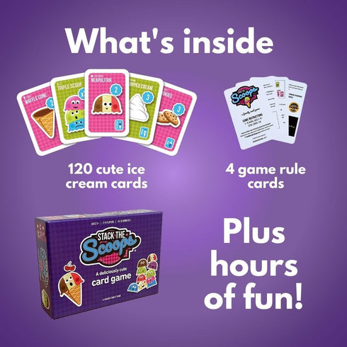 Ice Cream Card Game - Fun Family Games for Kids, Color Matching, Addition and Multiplication, Travel Card Games