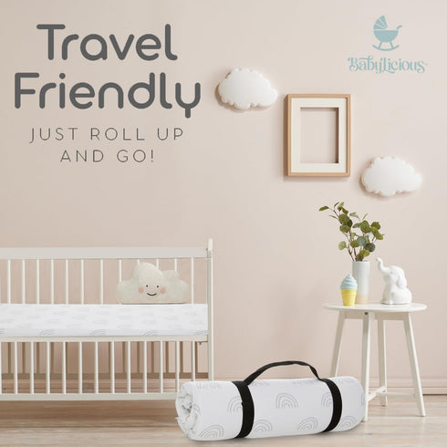 Pack 38" 26" Waterproof and Play Mattress Topper - x | Roll Up Style - Breathable Soft Memory Foam - Portable Playard