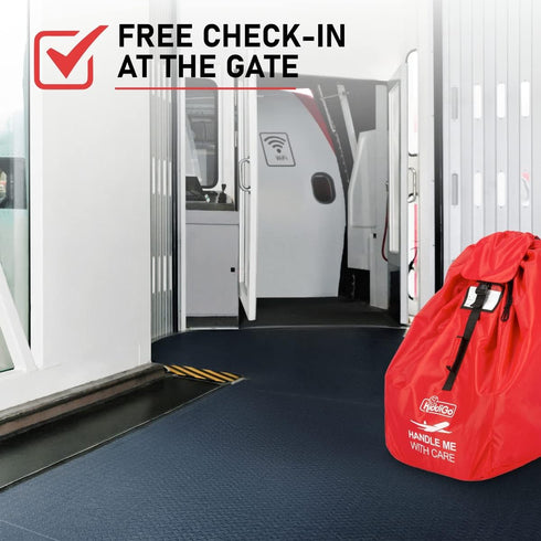 33 18 18 KiddiGo Car Seat Travel Bag for Airplane, Red, H x W x D, Fits Most Standard Convertible, Booster & Infant Car