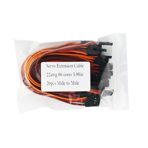 20pcs Male to Male Lead Plug Servo Extension Wire Cable Line, 5.90inch 22awg, 60 Cores for RC Model Aircraft Futaba JR