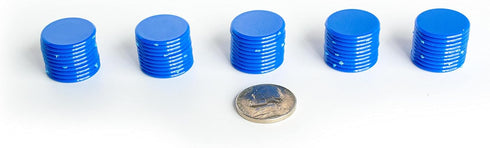 Plastic Counters: Blue Color Gaming Tokens - 50 Pieces for Bingo Chips, Tiddly Winks, and Board Games