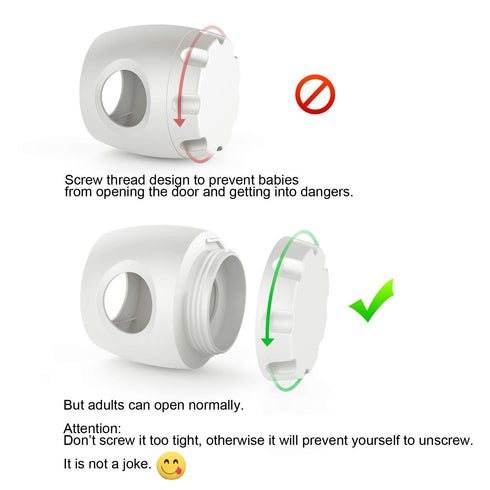 Baby Safety Door Handle Cover, 4 Pack, Reusable Screw Thread Design, Reliable Solution to Prevent Kids from Popping Off