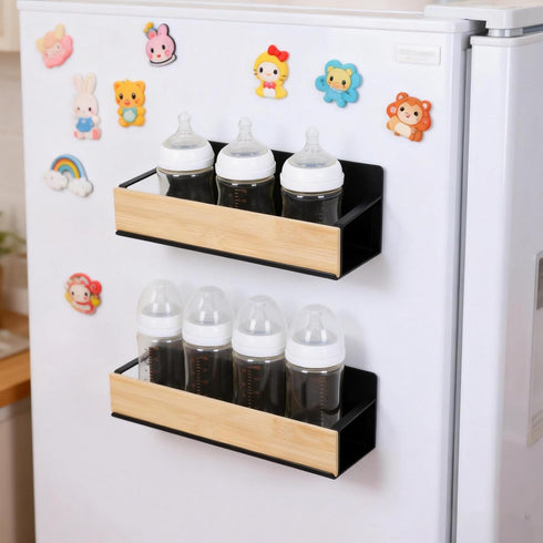 Duimbok 2 Pack Countertop Magnetic Baby Bottle Organizer, Baby Bottle Storage Rack for Refrigerator Side, Metal Bottle