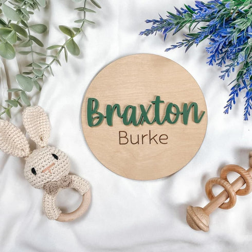 IZI POD /4 Personalized Wooden Baby Name Announcement Signs, Custom Baby Name Sign, Birth Announcement And Footprint