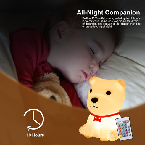 Dimmable Tremdwoto Dog Night Light for Kids,Cute Colorful Night Light with Remote Baby Girl Squishy Night Lights Lamp