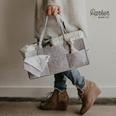 Parker Baby Diaper Caddy - Versatile Nursery Storage Organizer (Gray, Regular Size)