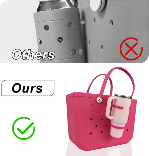 BOXOB 30oz 40oz Cup Holder for Bogg Bag, Plastic Portable Drink Holder for Stanley Cups Accessories (Rose Red)