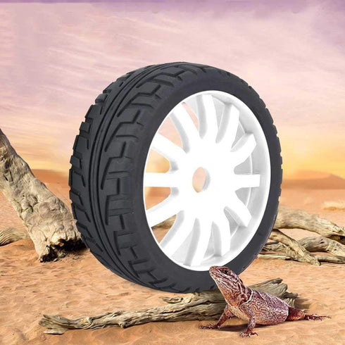 2Pcs Racing Car Rubber Wheel Hub Tires for 1/8 On-Road Racing RC (White)