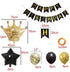 Birthday Party Decorations KIT - Happy Birthday Banner, Gold Crown Balloon, Gold and Black Latex Balloons
