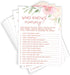 Printed Party Baby Shower Game - Who Knows Mommy Best, Floral, 50 Cards