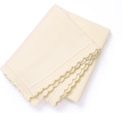 Cozy 40x30in Knit Baby Blanket Soft Warm Newborn Receiving Swaddle Blankets for Crib Infant Boy Girl Creamy White