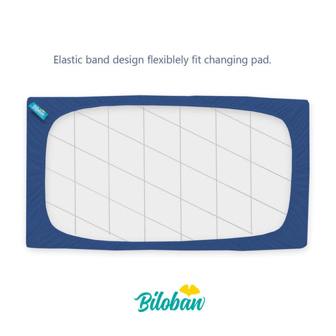 Changing Pad Cover Waterproof, 2 Pack Fitted Diaper Change Table Sheets for Baby Boys Girls, Navy