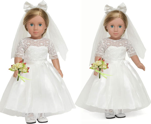 Doll Clothes Accessories First Communion Wedding Dress and Suit Set for American 18 inch Doll Boy and Girl