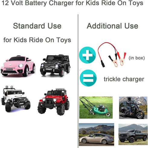 12 Volt Battery Charger for Kids Ride On Toys, Universal Charger for Best Choice, Wrangler, Kid Trax Ride On Cars