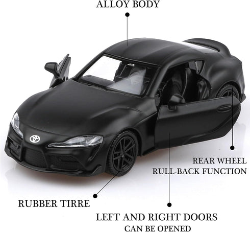 1/36 Scale 2020 Toyota Supra Diecast Cars Models, Pull Back Toyota Toy Car, Gifts for Boys Girls (Black)