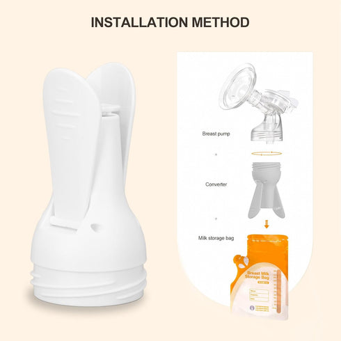 MOTOULAX Breast Milk Storage Bag Adapter Pollution Prevention Pump in Wide Mouth Milk Bag Adapter