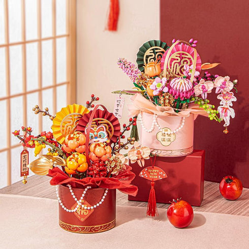 Sets, 1158 (1964) Mini Bricks Flower Building Pink Artificial Flowers with Light, Unique Home Dcor, Adult Collection