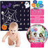 Halloween Theme Baby Monthly Milestone Blanket, 48x40in Soft Flannel, Ghost and Pumpkin Background