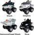 DINOBROS Shark Toys Pull Back Cars, 4 Pack Ocean Animal Truck Toy, Gift for 3 Years Old and Up