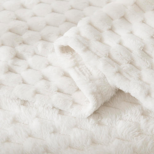 HOMRITAR Flannel Fleece Fluffy Fuzzy Blanket for Baby 3D Jacquard Soft Warm Plush Bed Blanket for Home Decor, Toddler Infant or Newborn Receiving Blanket (30 x 40 Inch, Cream) by HOMRITAR