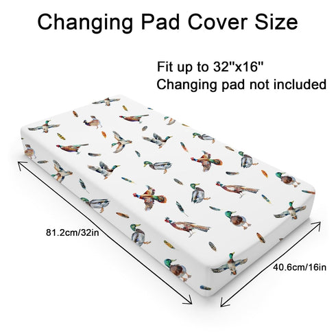 Country Duck Pheasant Baby Changing Pad Cover Wild Ducks Birds Feathers Baby Diaper Changing Table Sheets for Boy Girl Soft Breathable Stretch Fitted Diaper Change Table Pad Mats Covers 32''x16''