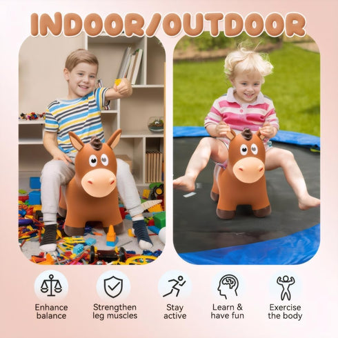Bouncy Horse for Toddlers 1-3 - Inflatable Ride on Animal Hopper Toys for Kids