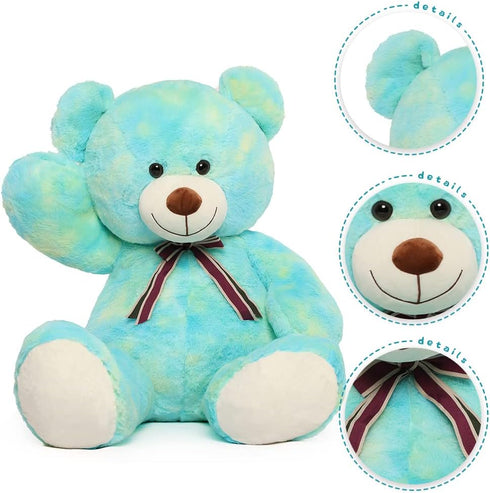 Tezituor 40in Big Teddy Bear, Giant Rainbow Green Stuffed Animal for Baby Shower and Gifts
