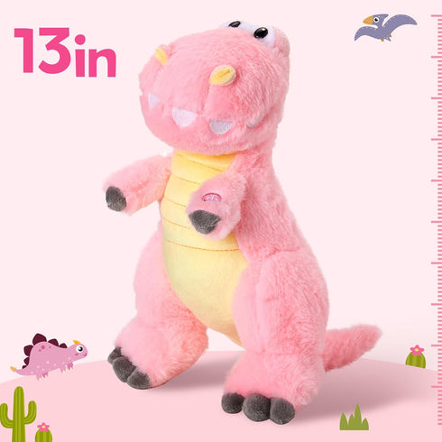 13'' Houwsbaby Glowing LED T-Rex Dinosaur Light Up Stuffed Animal Soft Colorful Plush Toy Hugging Present for Kids Boys