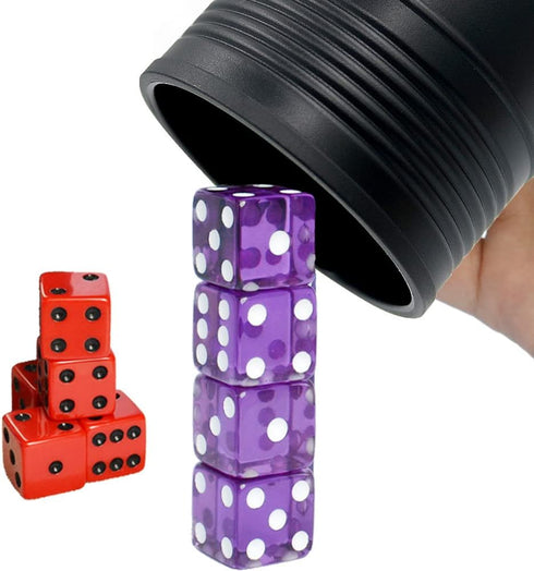 Graduation Gift Dice Stacking Cup Set with 4 Pcs 19mm and 5 Pcs 18mm Standard Dice and Storage Bag