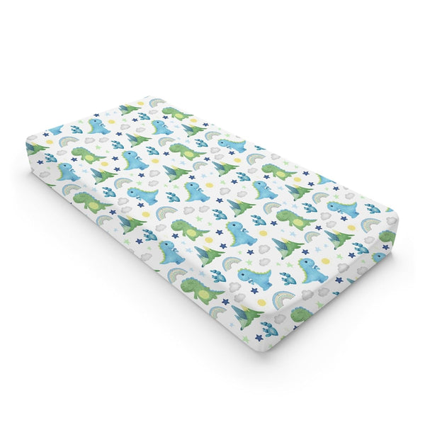 Dinosaur Rainbow Diaper Changing Pad Cover Sheets for Boy Girl, 32''x16'' Cartoon Dino Sun Star Cactus, Soft Breathable