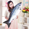 JULAN 3D Giant Soft Fish Cushion Pillow - 31 Inch Salmon Plush Toy for Home Decoration Gift